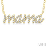 1/5 ctw 'mama' Script Round Cut Diamond Necklace in 10K Yellow Gold